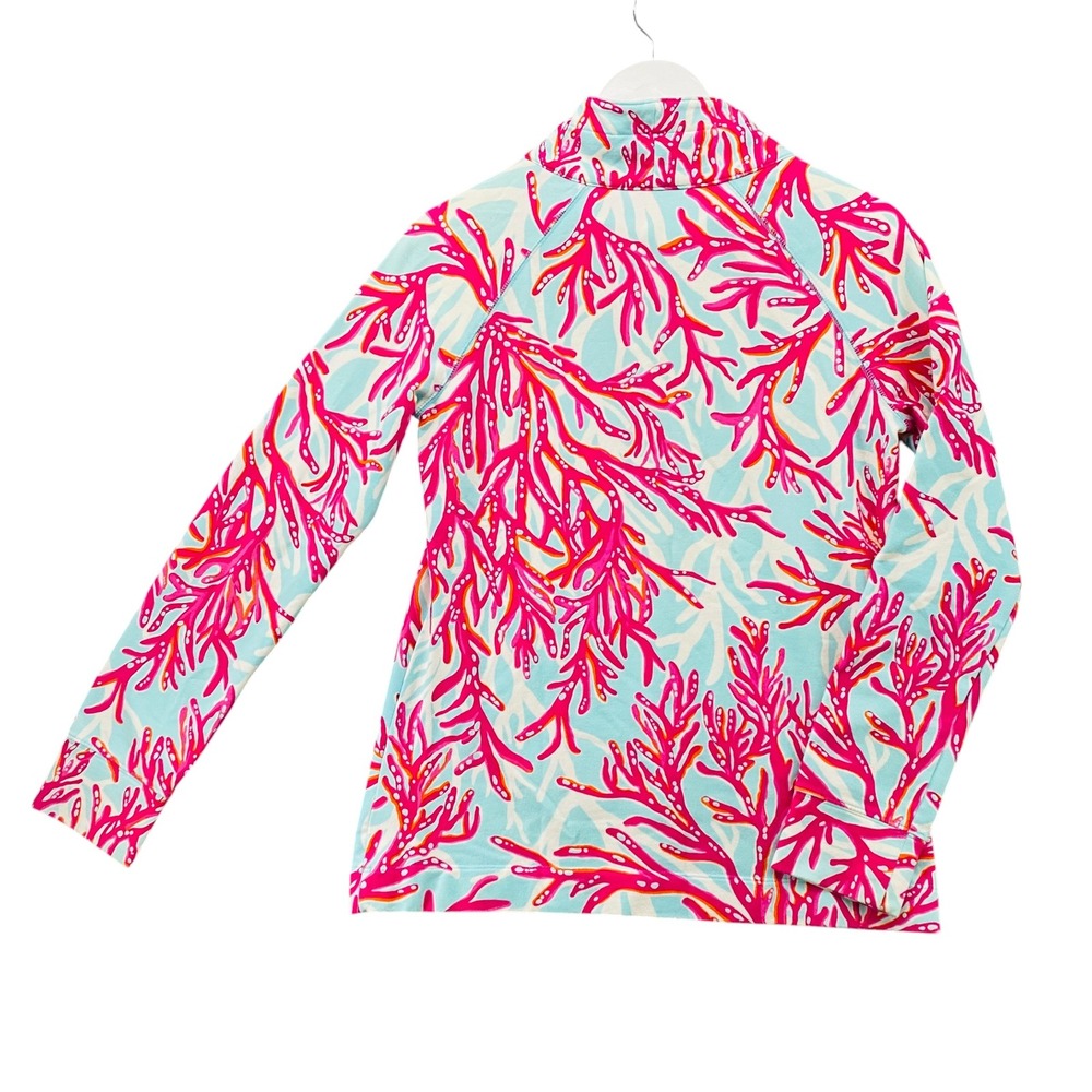 Lilly Pulitzer Skipper Popover Coral Bay Half Zip Sweatshirt Blue Pink Small - Picture 10 of 10